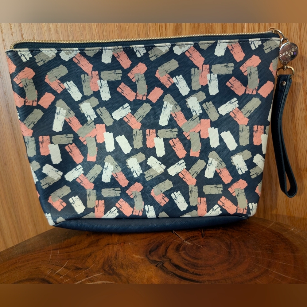 Dabney Lee Blue and Gray Abstract Cosmetics Bag